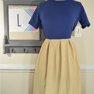 LuLaRoe Amelia - Blue and Yellow Dress